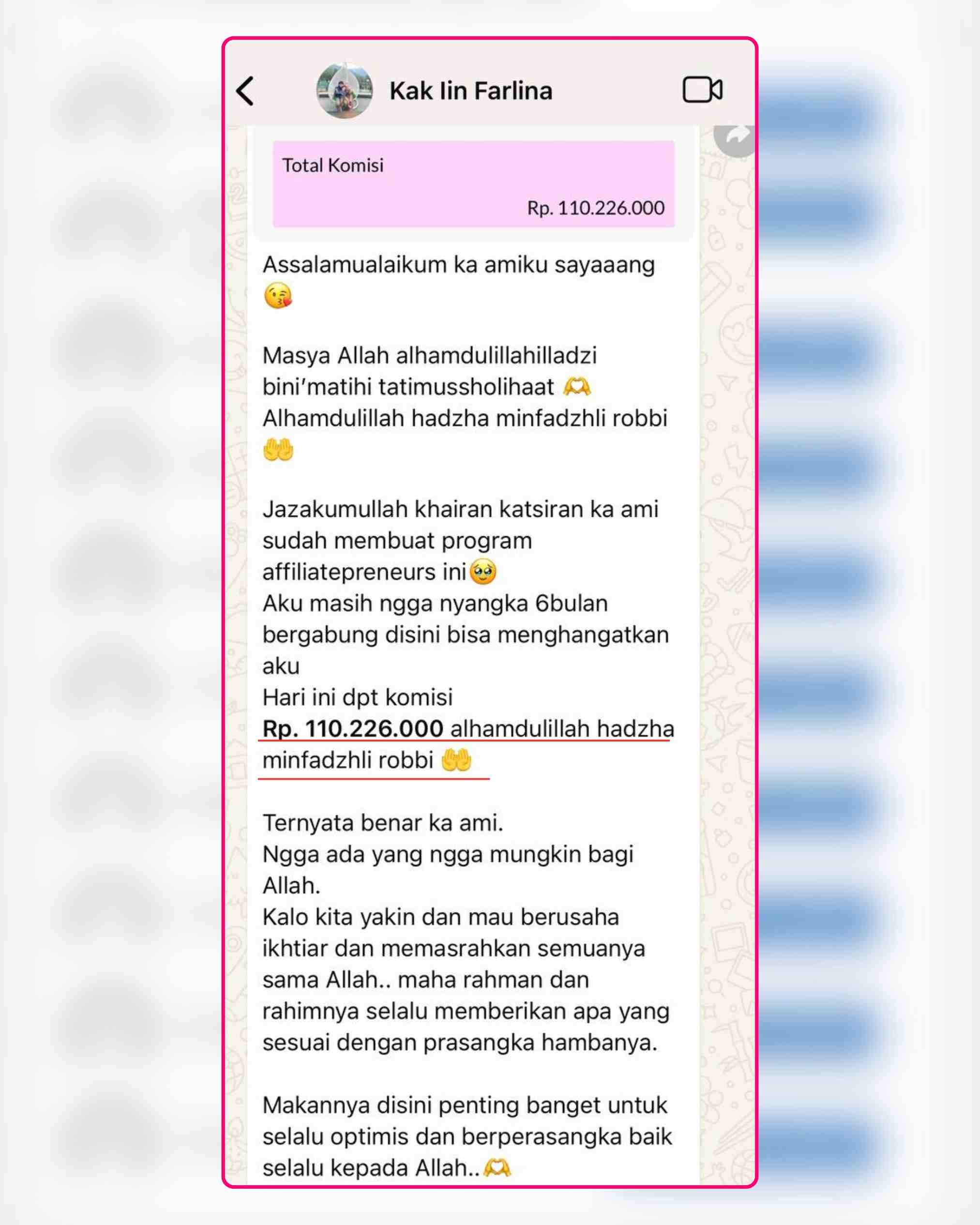 Screenshot Testimoni atau Komisi