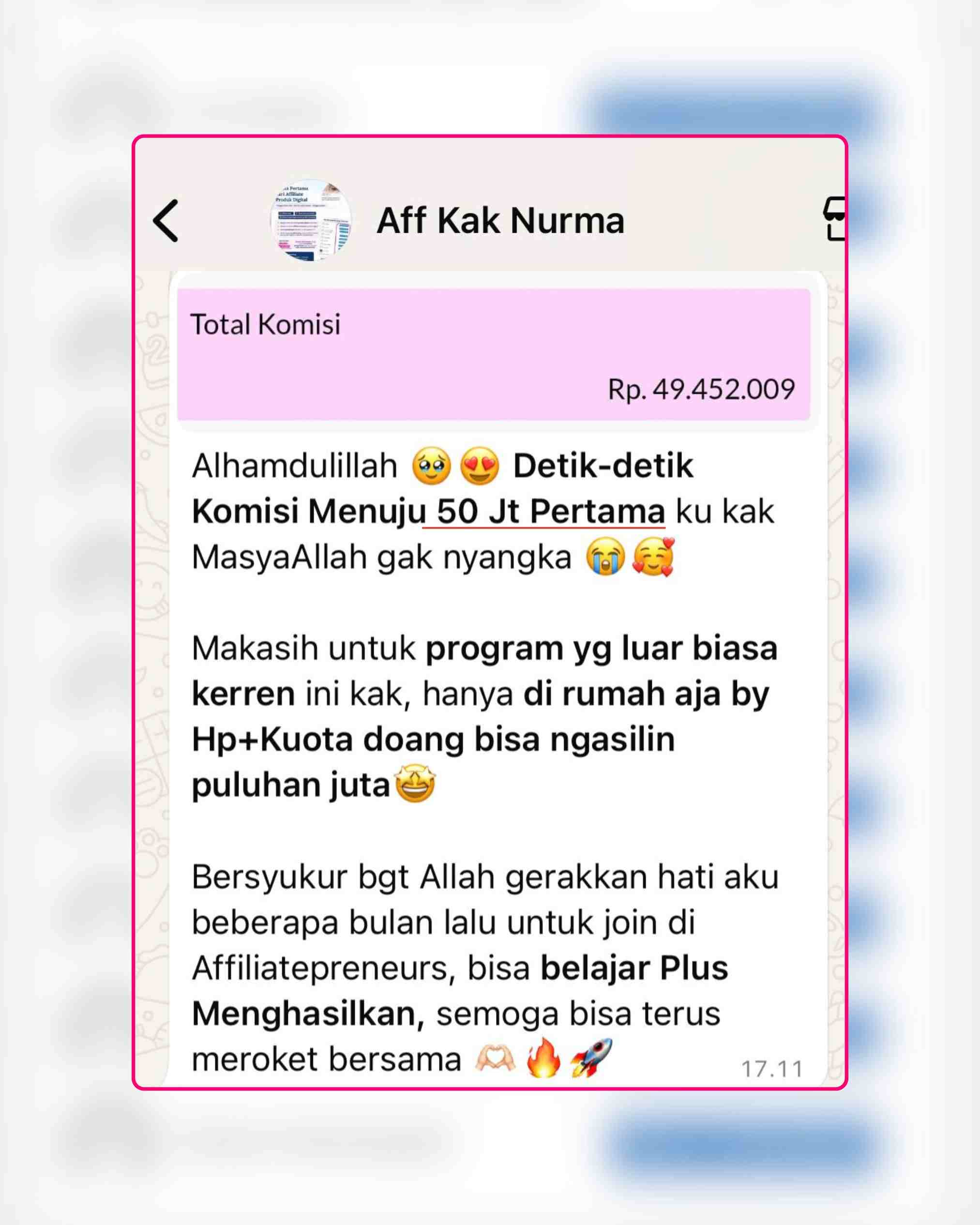 Screenshot Testimoni atau Komisi