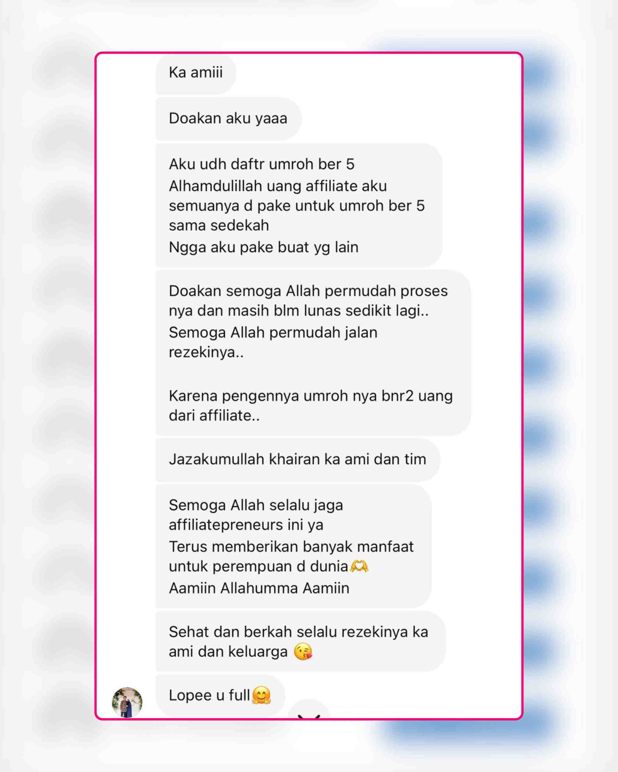 Screenshot Testimoni atau Komisi