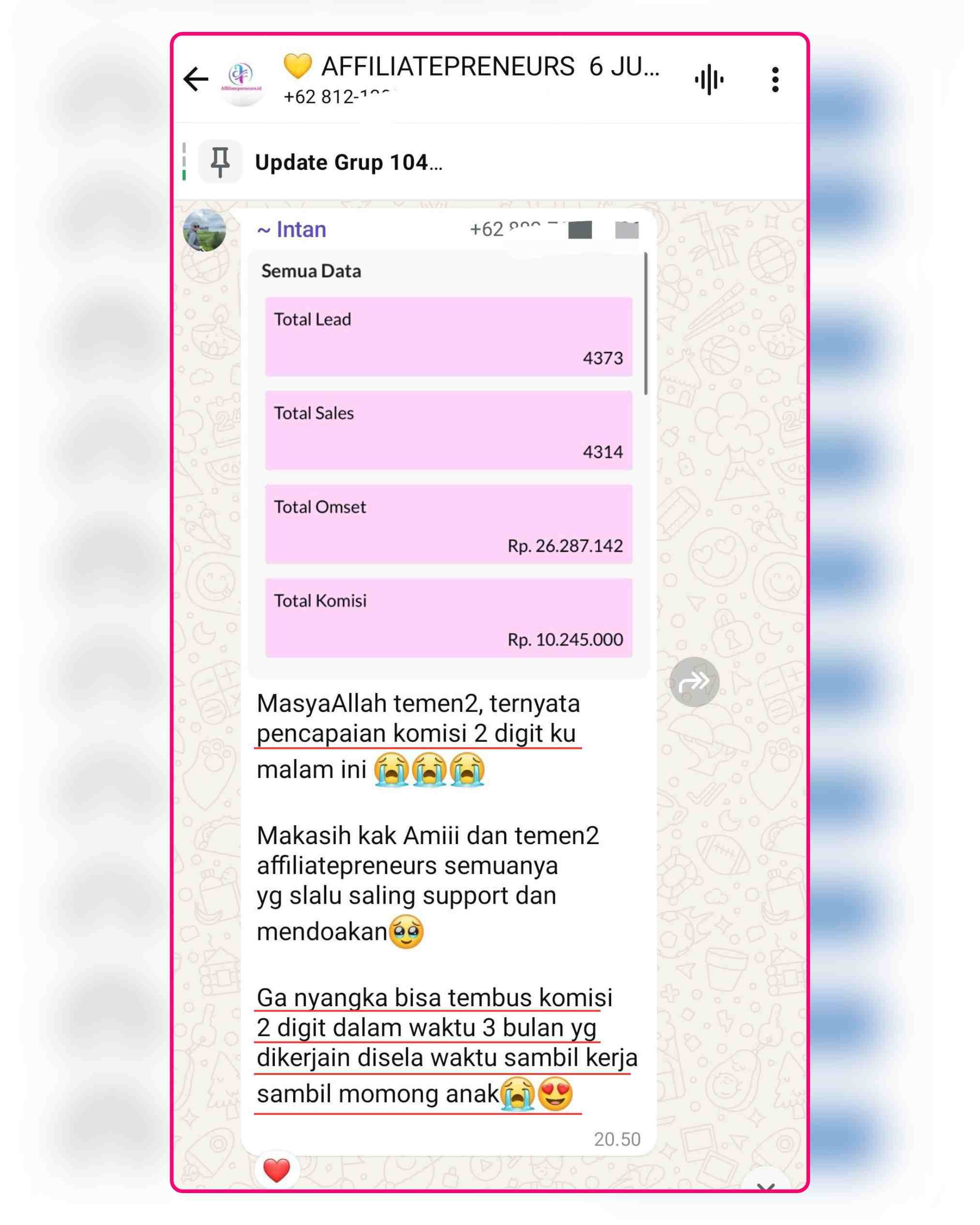 Screenshot Testimoni atau Komisi