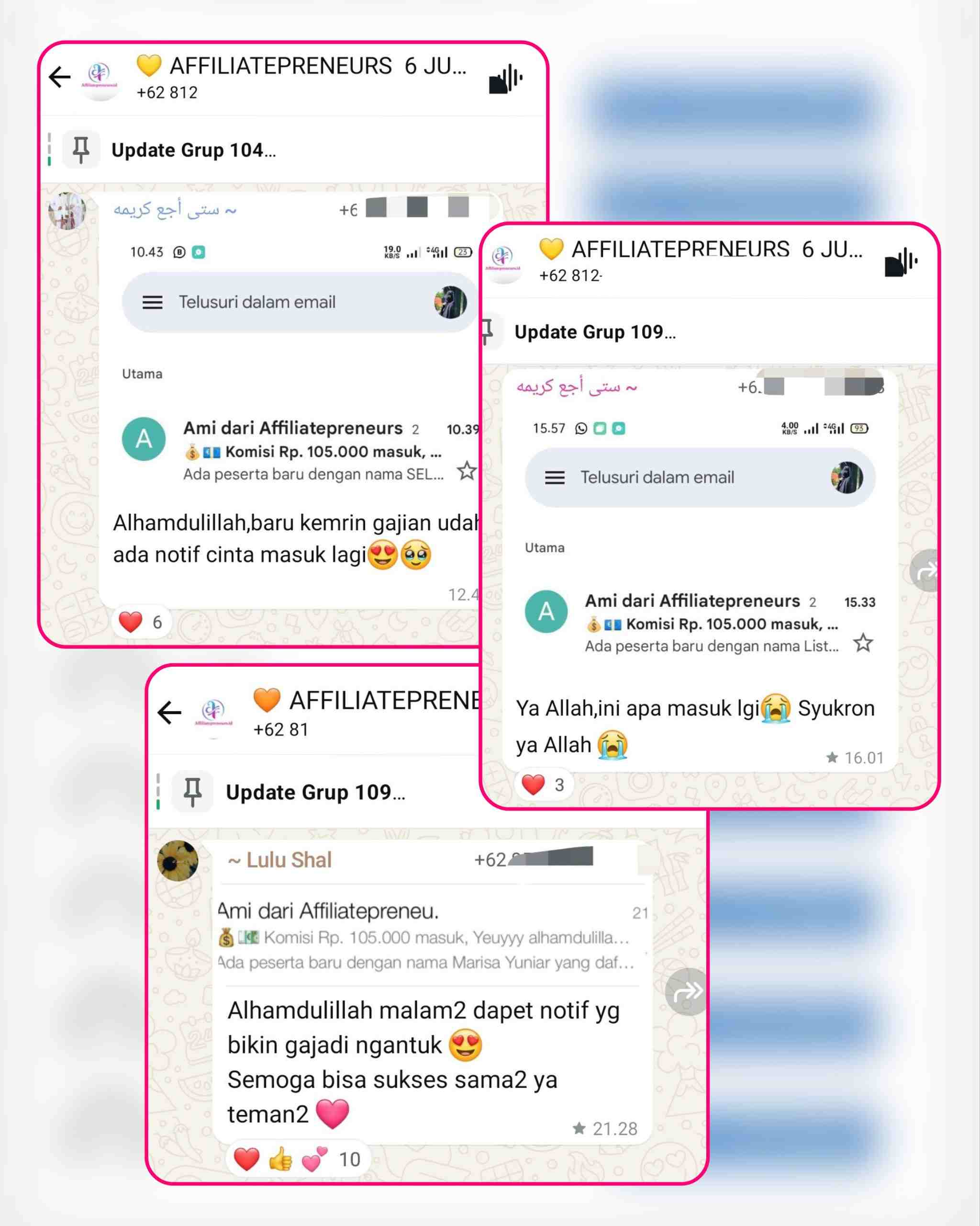 Screenshot Testimoni atau Komisi